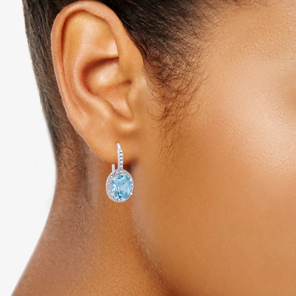 BLUE TOPAZ AND DIAMOND ACCENT DROP EARRINGS IN STERLING SILVER